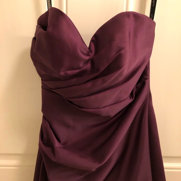 Plum tea length Alfred Angelo bridesmaid dress - Picture 3 of 8